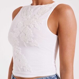 Meshki White Sheer Pearl Top
